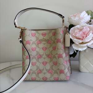 Coach Mollie Bucket Bag 22 in Signature Canvas with Heart Print CP056